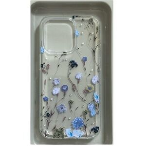 Heyday NIB Antimicrobial Hardshell iPhone 13 Pro Clear Floral Design Phone Case